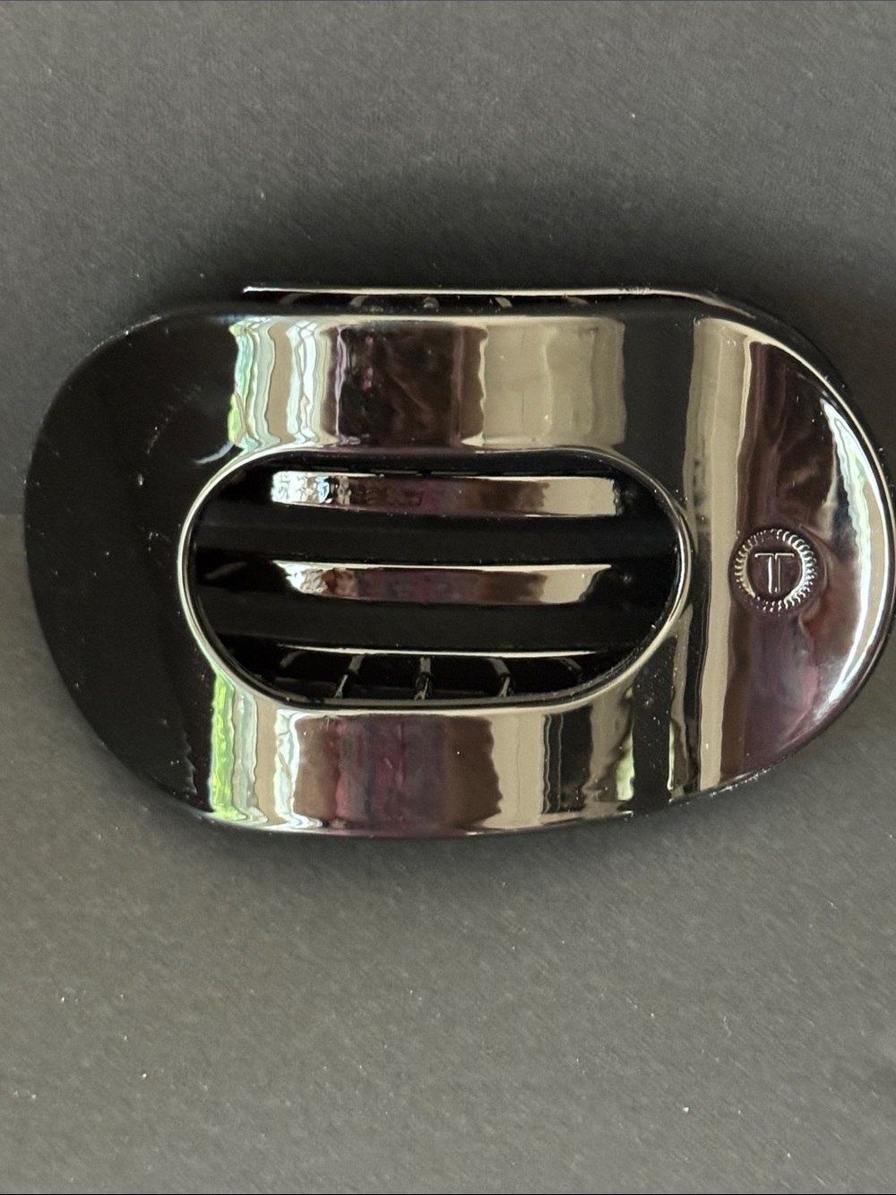 Teleties Jet Black Glossy Flat Hair Clip